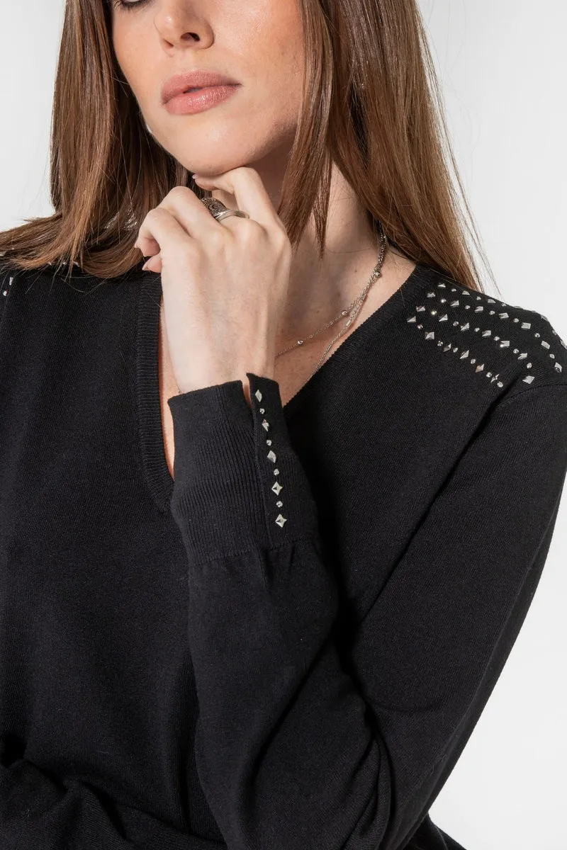 Pull clouté noir