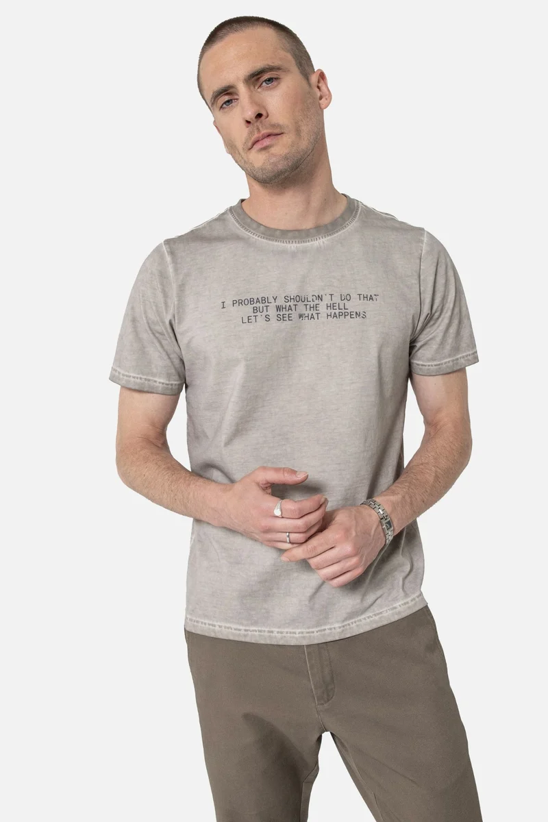 Tee-shirt à message gris clair