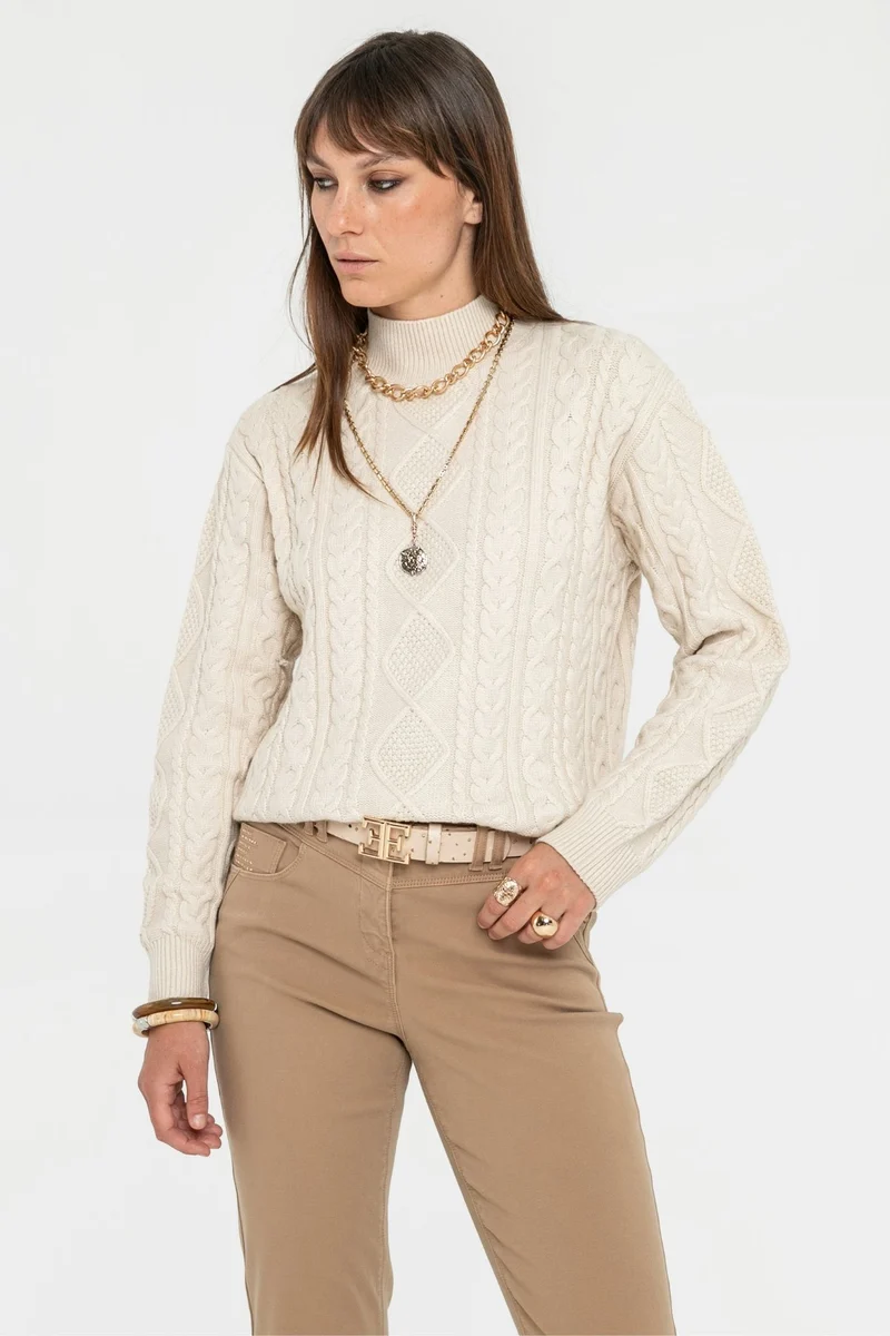 Pull irlandais écru