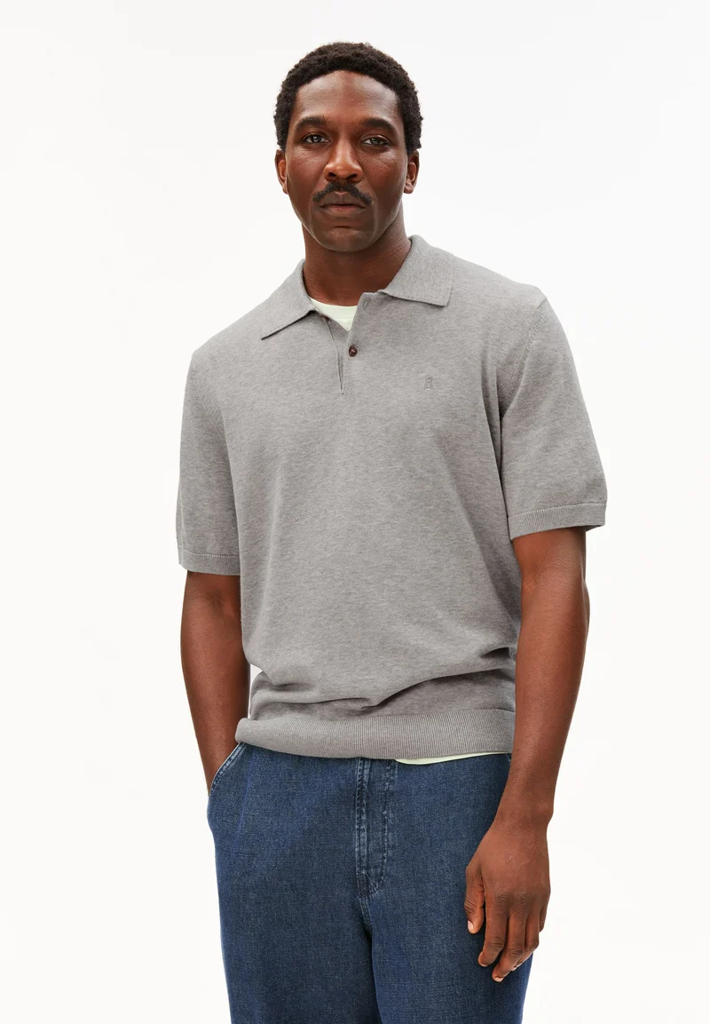 Shortsleeve Knit Poloshirt silver melange