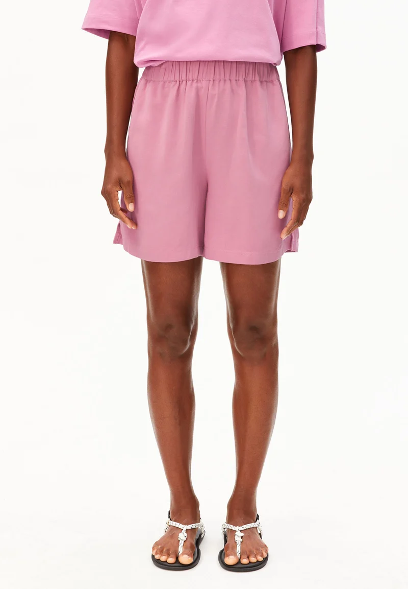 Linen Blend Pull On Shorts washed berry