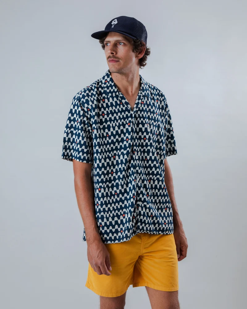 Sunset Aloha Shirt navy