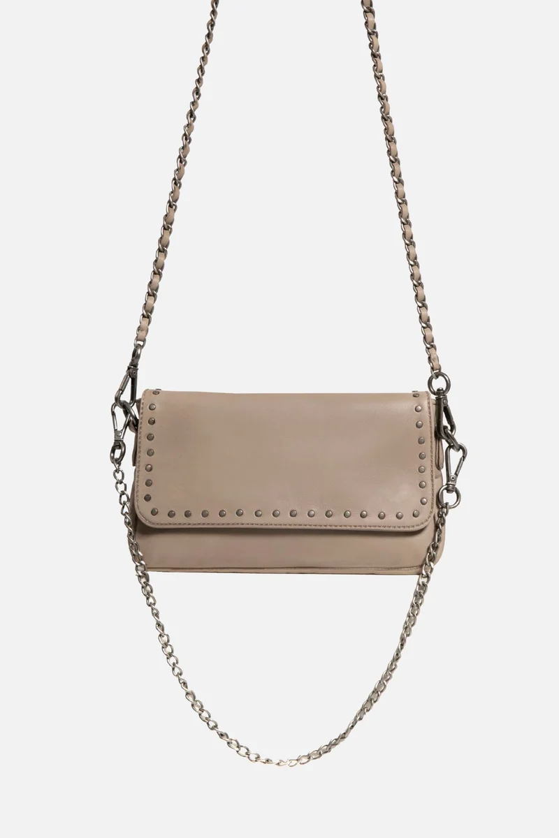 Pochette en cuir taupe