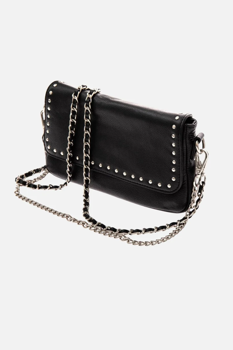 Pochette en cuir noir