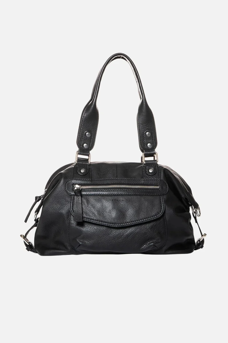 Sac bowling en cuir noir