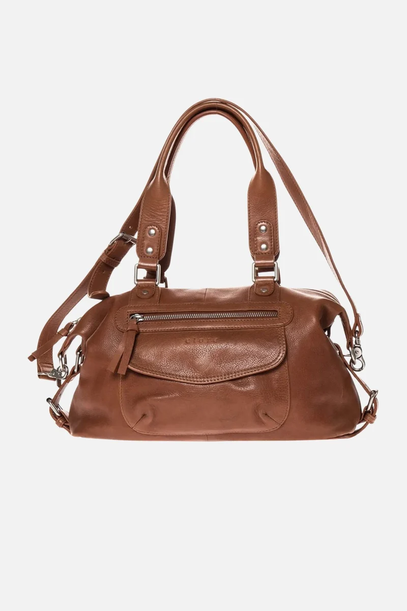 Sac bowling en cuir camel
