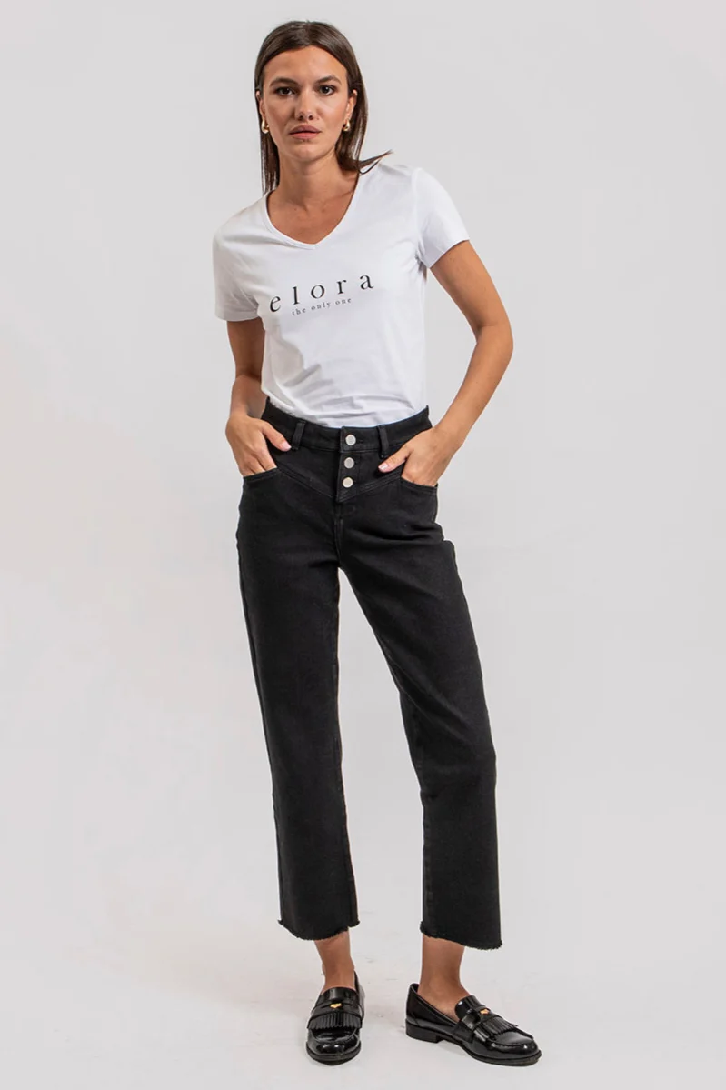 Jean bootcut cropped noir