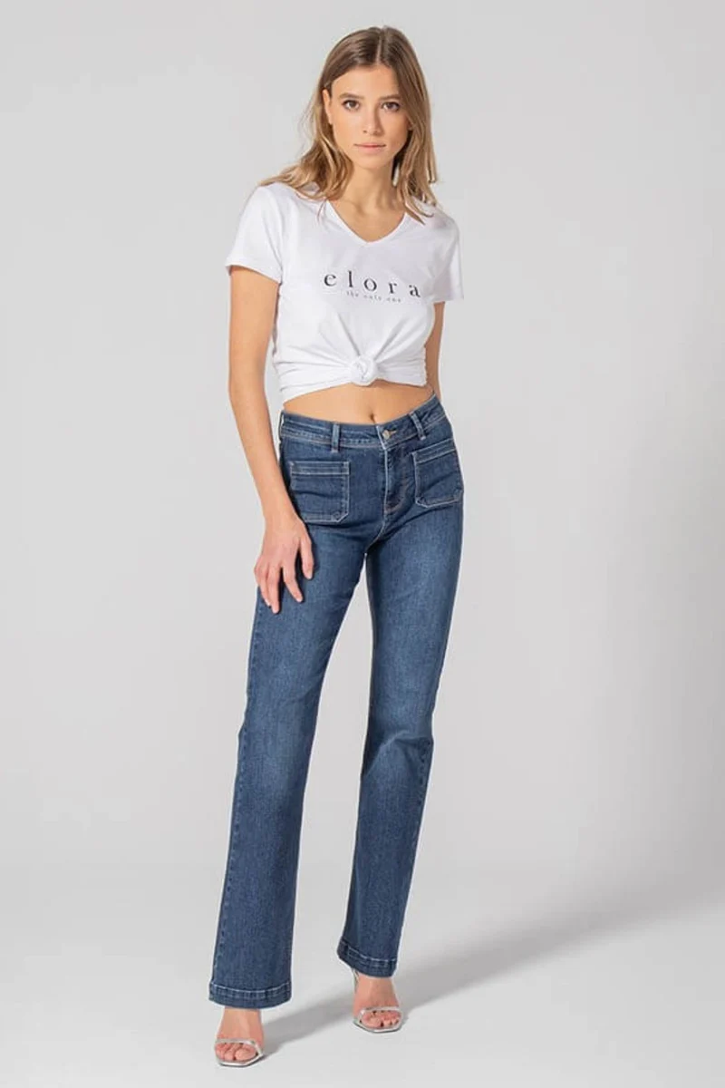 Jean bootcut bleu foncé