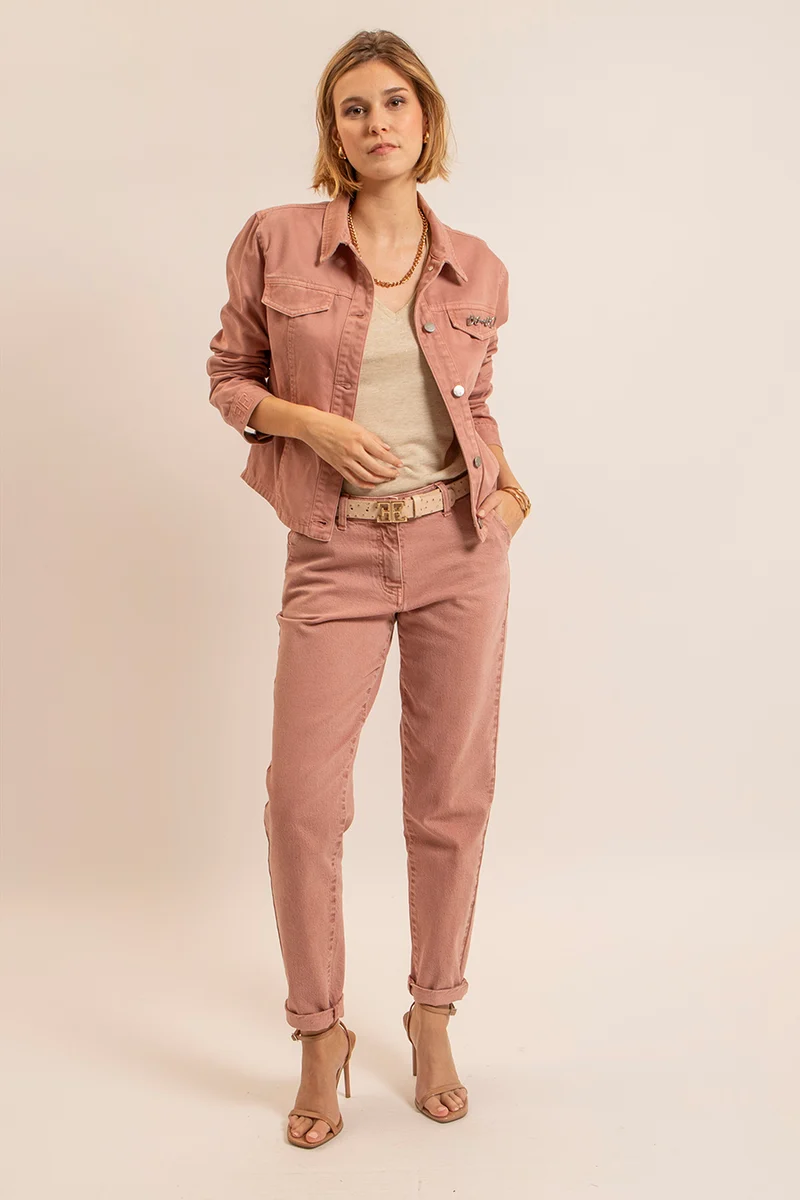 Pantalon large coloris bruyère