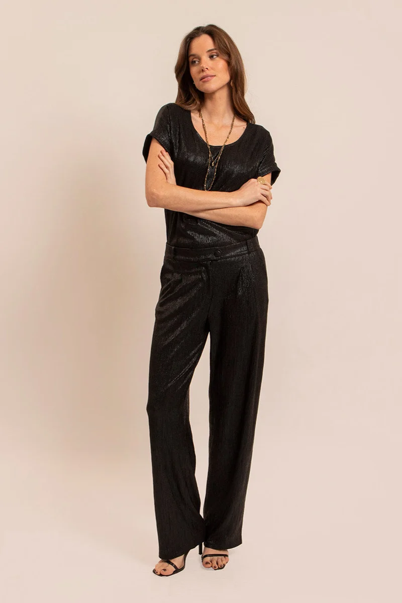 Pantalon effet métallisé noir