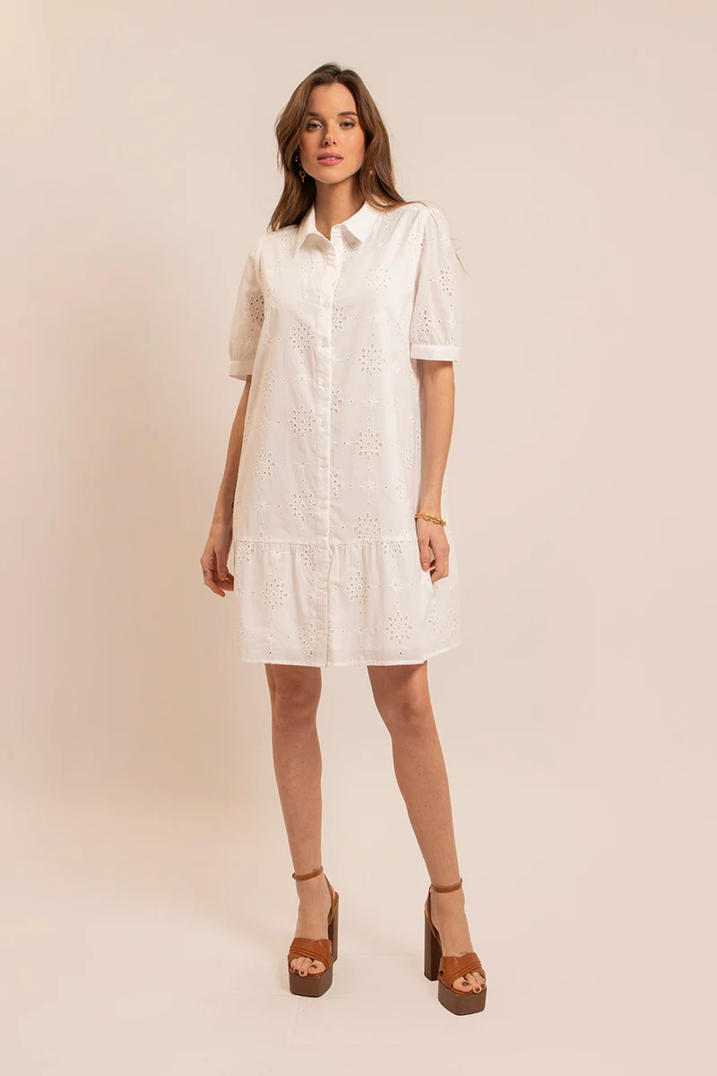 Robe broderie anglaise écrue