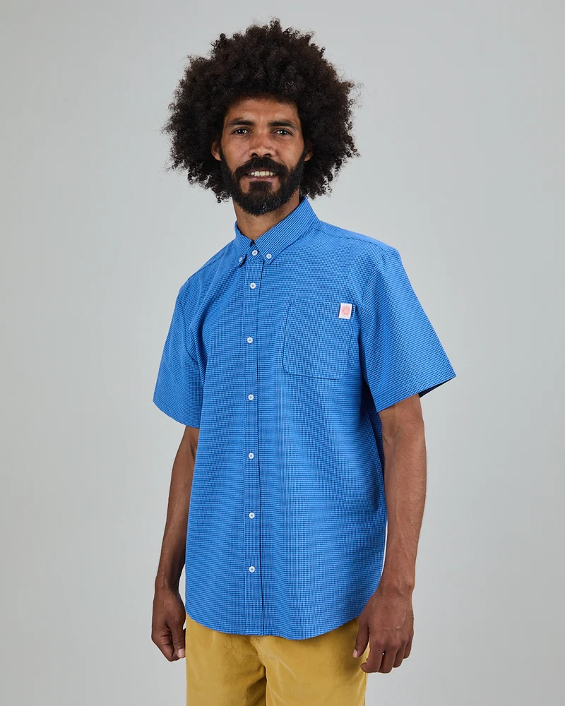 Asis Percales Daisy Checks Boxy Shirt blue