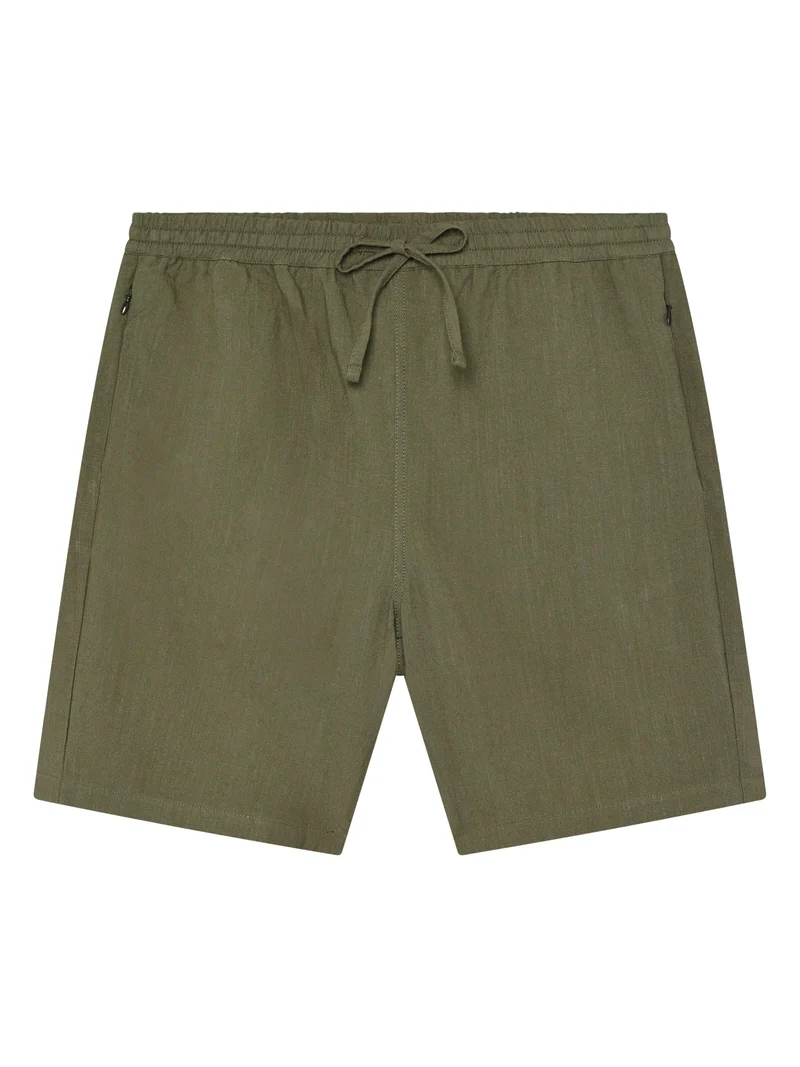 Fig Loose Linen-Mix Shorts burned olive