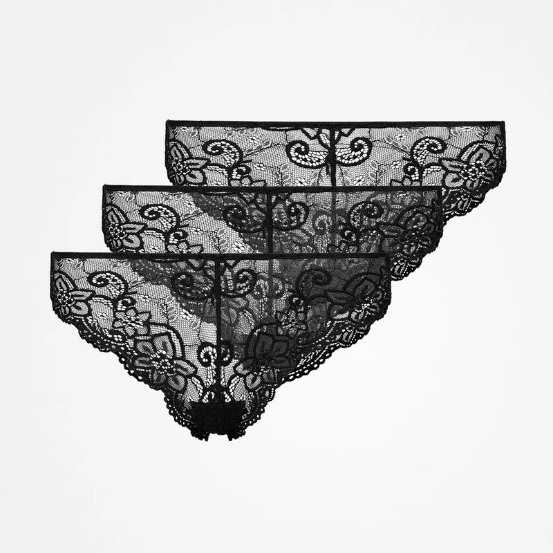 Brazilian Slips aus Spitze | Schwarz