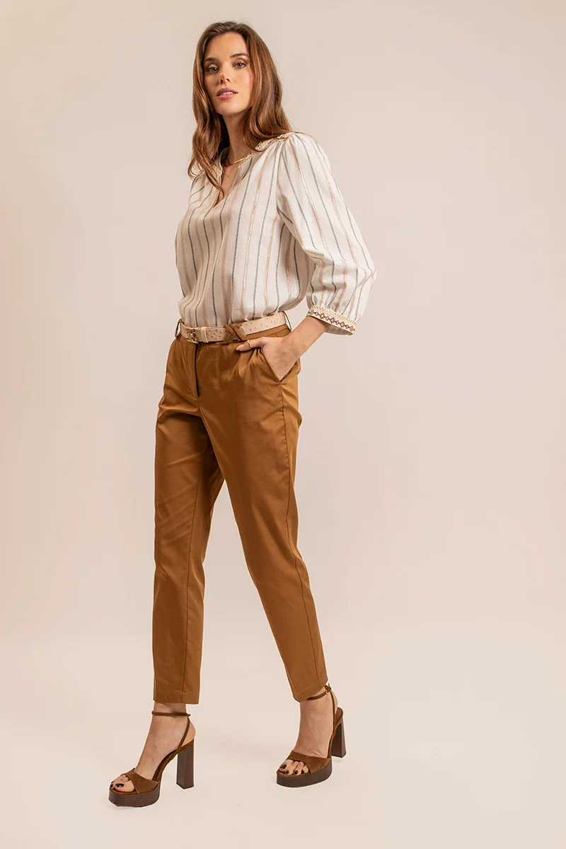Pantalon seconde peau coloris caramel
