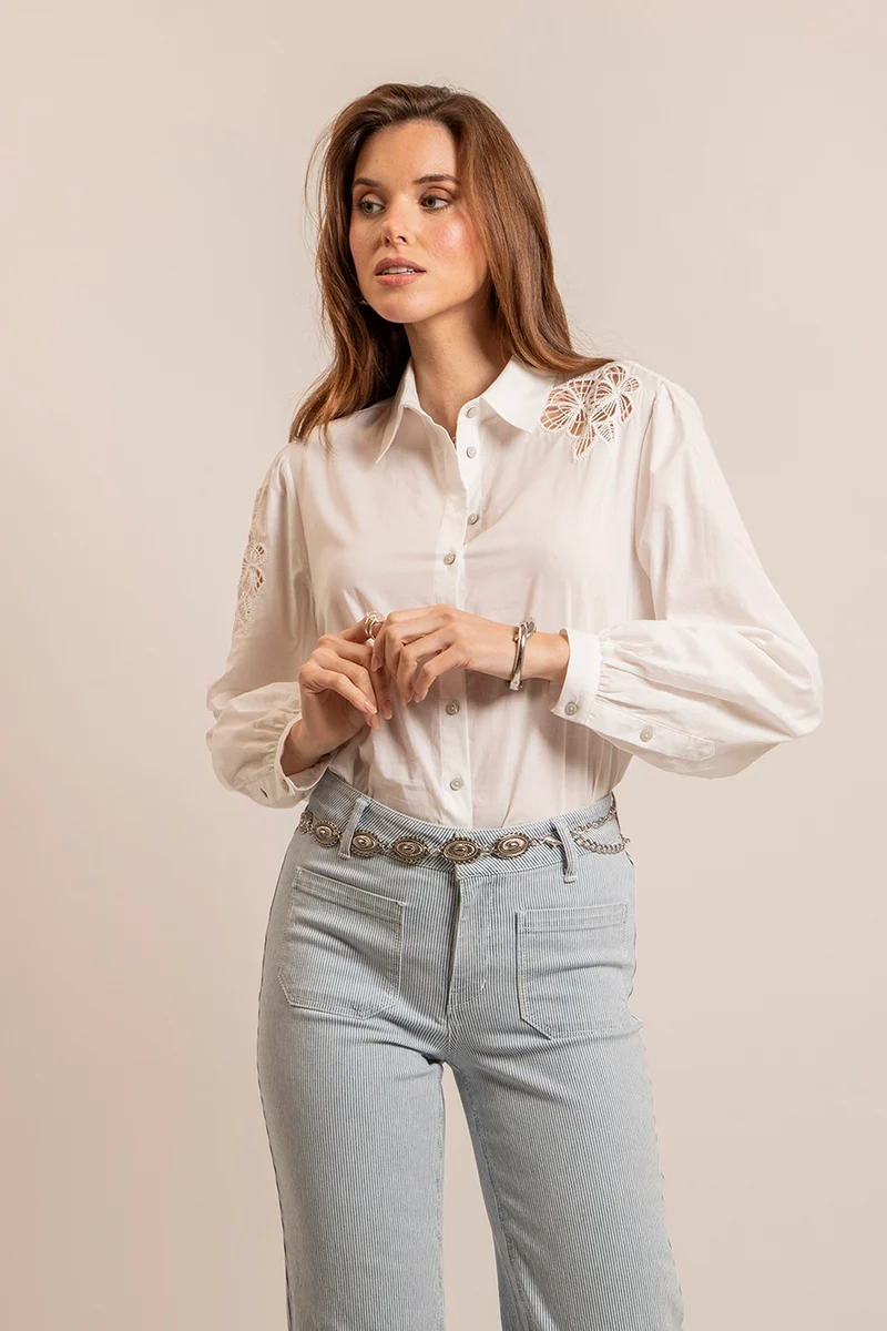Chemise en coton coloris écru