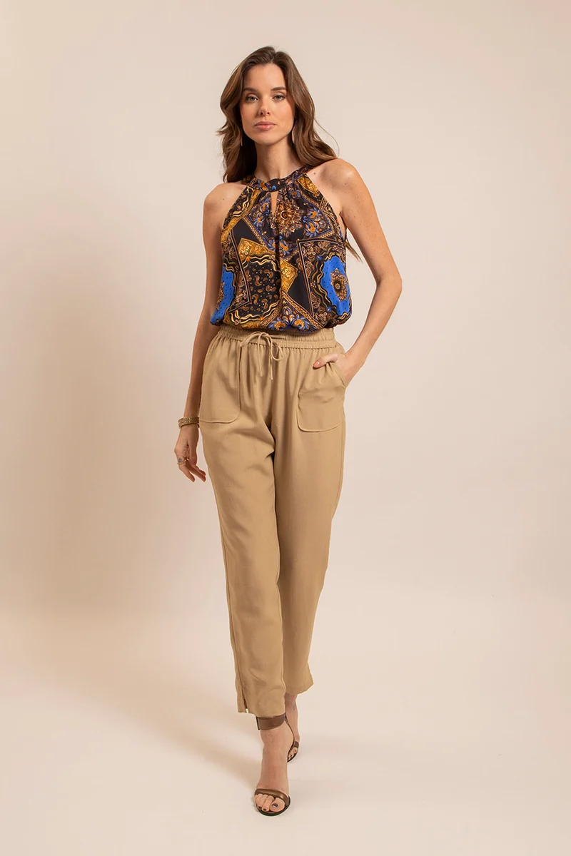 Pantalon en lin beige