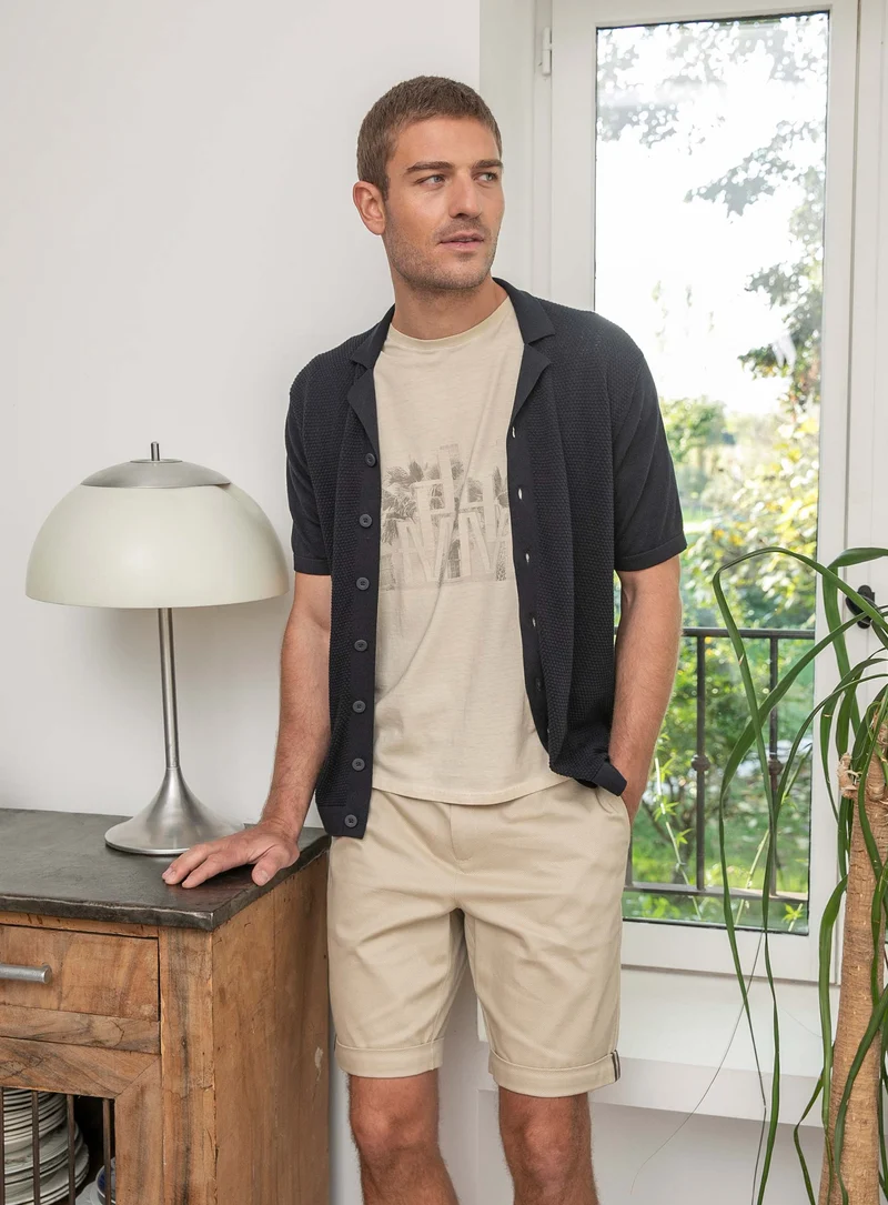 T-shirt printé beige dirty dyed