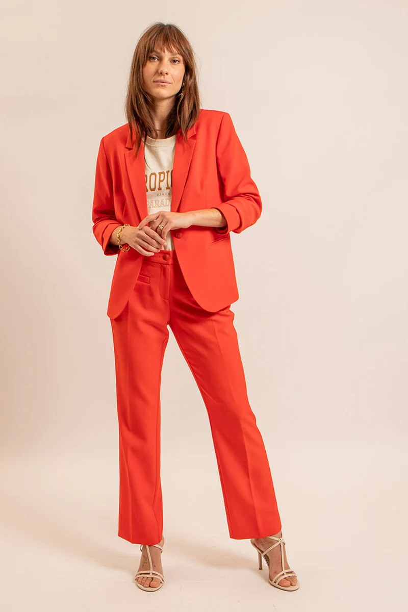 Pantalon tailleur infroissable orange