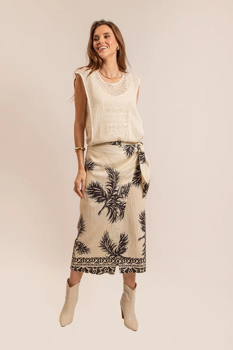 Jupe paréo beige et noire