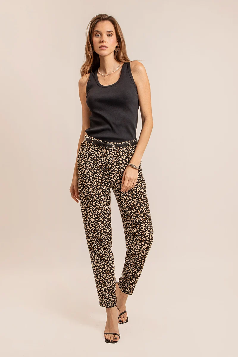 Pantalon fluide imprimé léopard