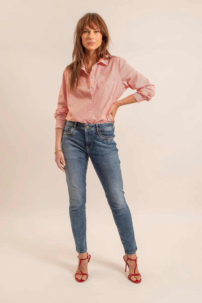 Chemise rayée orange