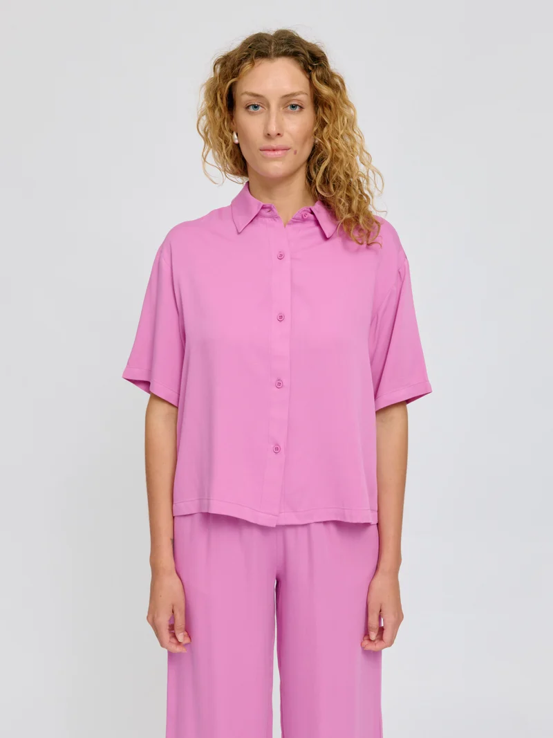 Short Sleeve Viscose Shirt lilac rose
