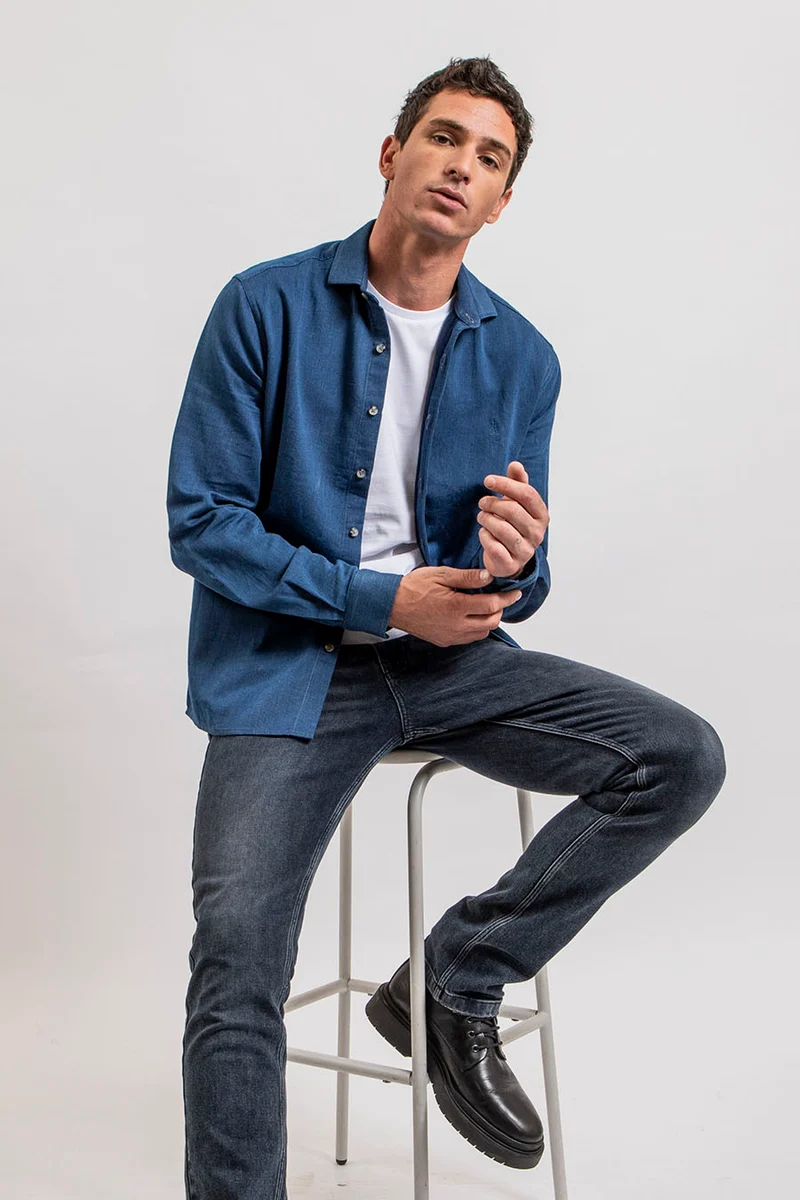 Jean droit bleu homme