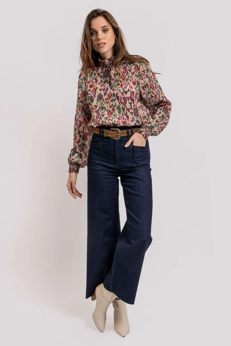Jean wide leg denim brut