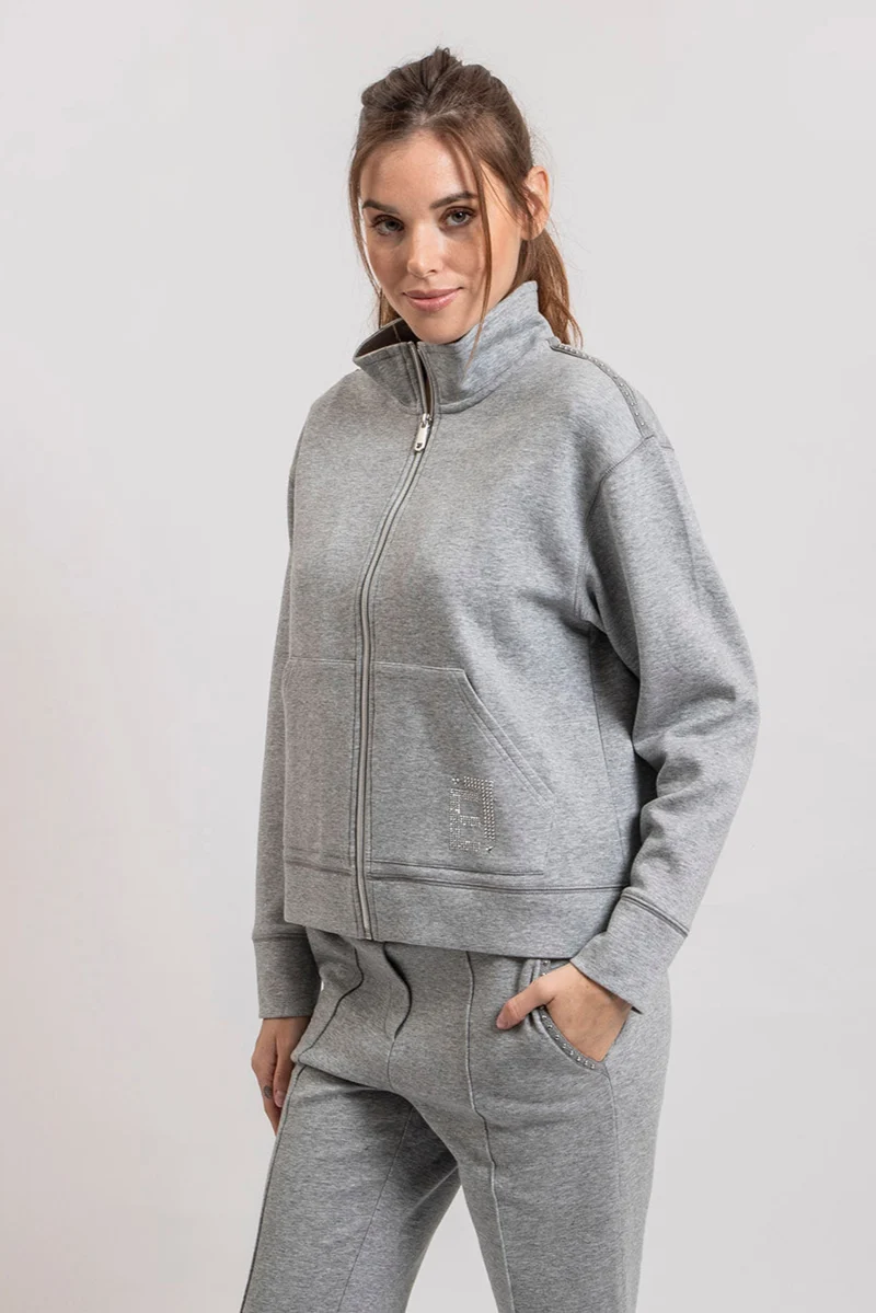 Gilet molleton gris clair chiné
