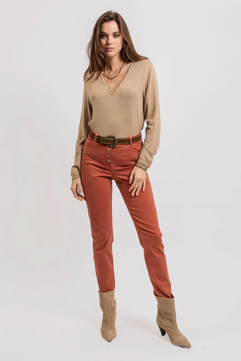Pull façon lingerie beige