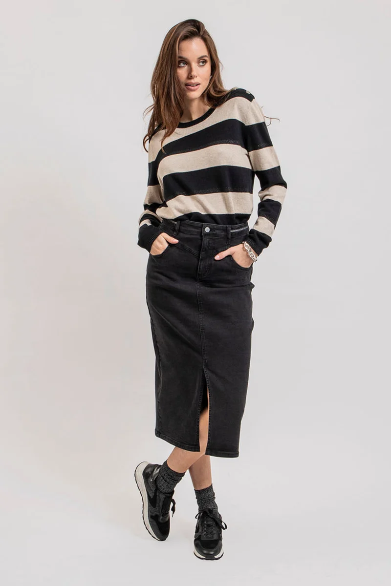 Jupe longue en denim noir