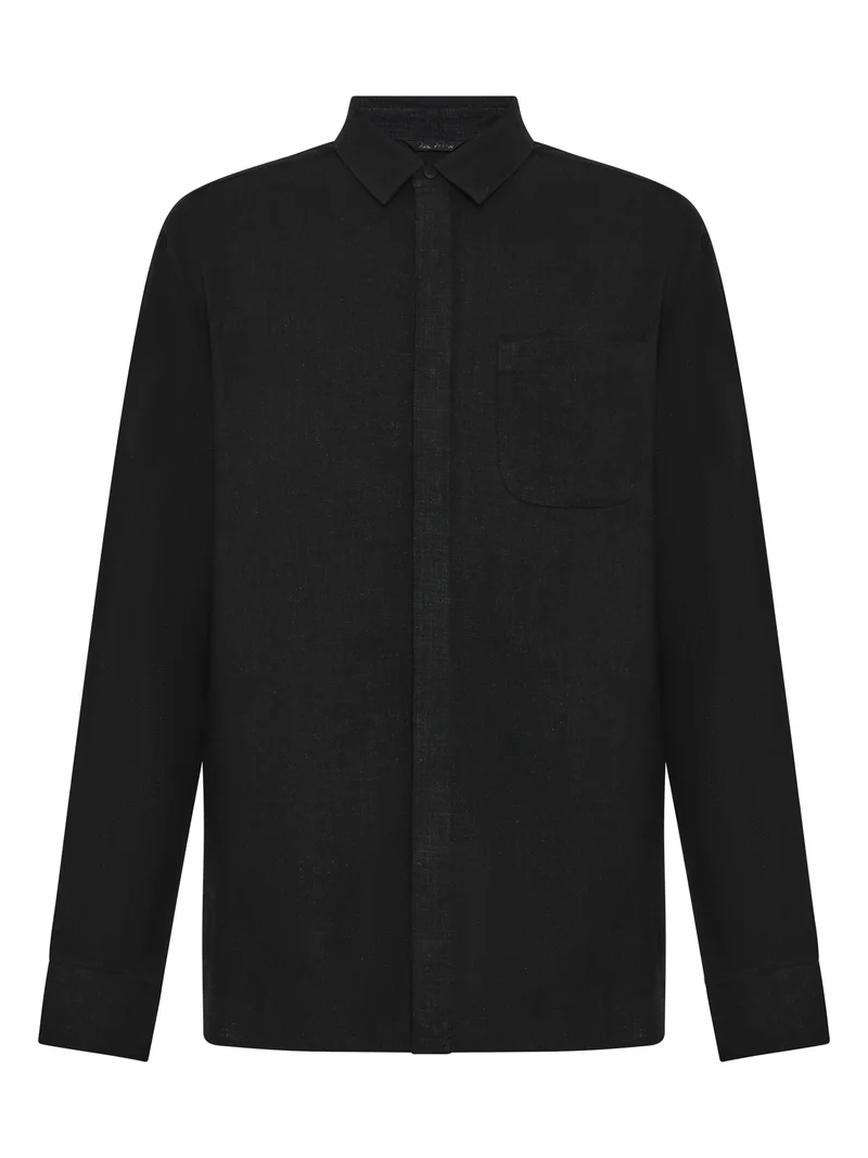 Linen-Mix Shirt black jet