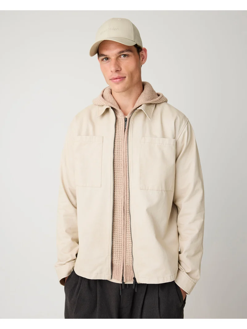 Twill Zip Overshirt light feather gray