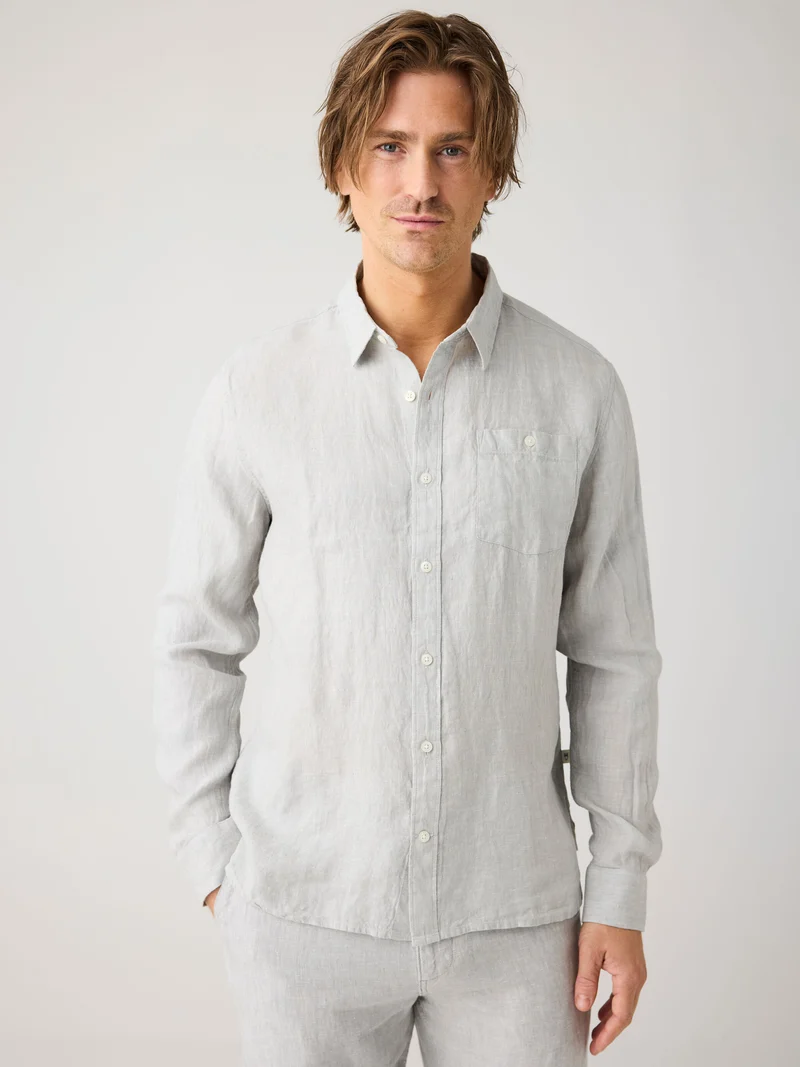 Custom Fit Pure Linen Shirt yarndyed - ultimate grey