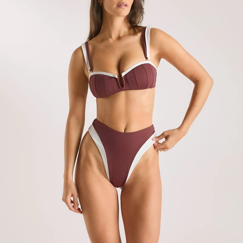 Monaco Bandeau Bikini-Oberteil - Pflaume