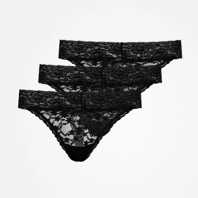 Tangas aus Spitze | Schwarz