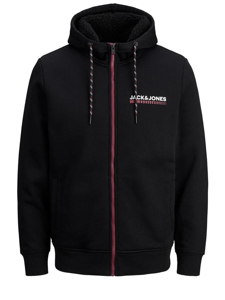 Jack & Jones Herren Hoodie JCOLIZ SWEAT ZIP HOODBLACK