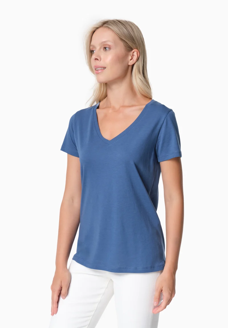 TAMARRA | T-Shirt aus TENCEL™ Modal und Bio-Baumwolle mit V-Ausschnitt