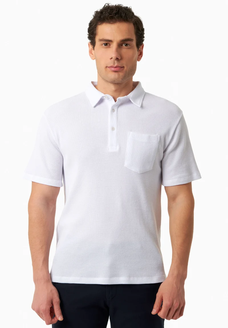 Poloshirt aus Bio-Baumwolle mit Waffelstruktur