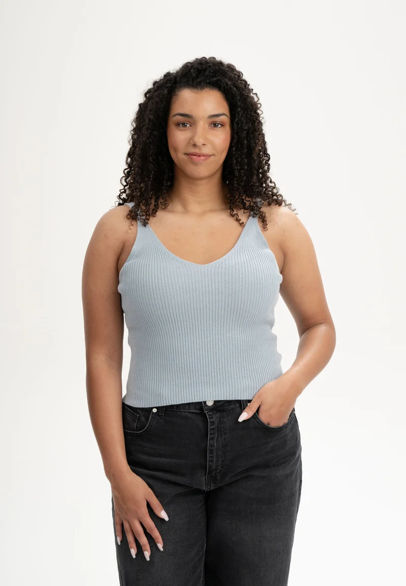 V-Neck Strick Top Rhada cloudy blue
