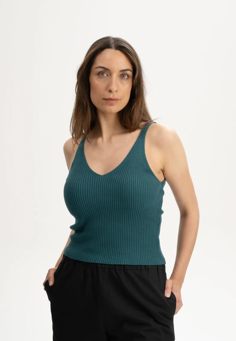 V-Neck Strick Top Rhada tiefsee