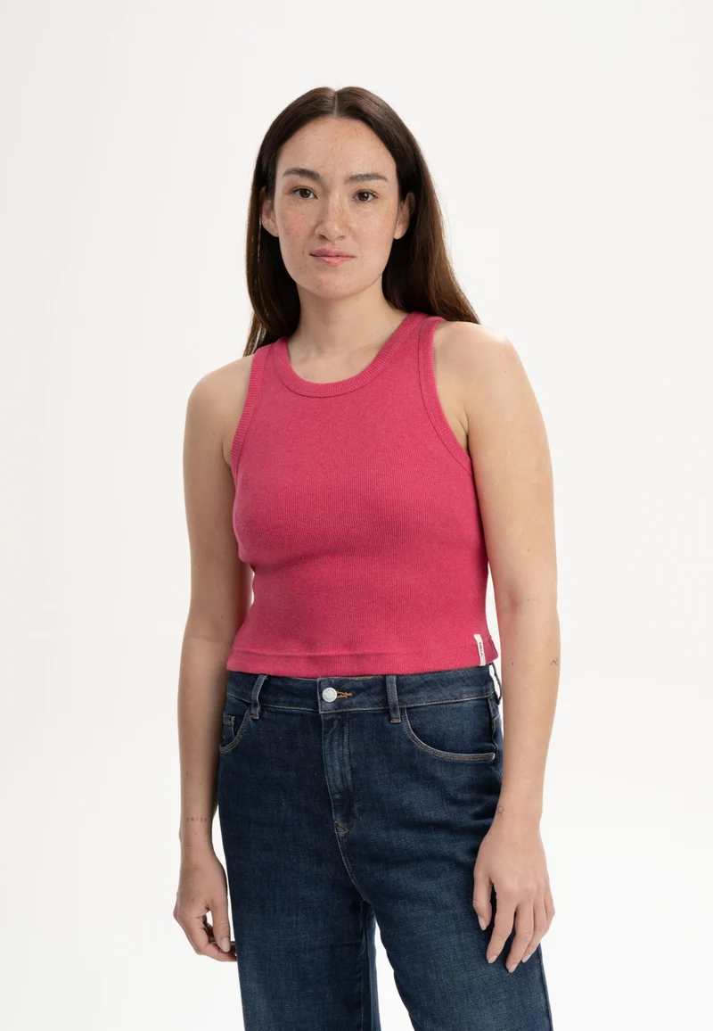 Cropped Rib Tank Top Prisha berry melange