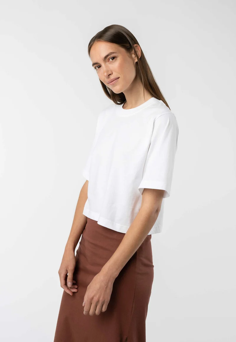 Cropped T-Shirt Desna weiß