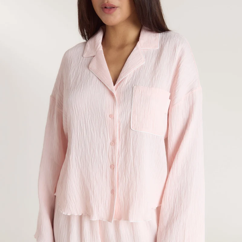 Crinkle Pyjamahemd - Rosa