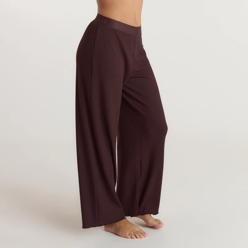 Soft Waffle Pyjama-Hose - Dunkle Schokolade