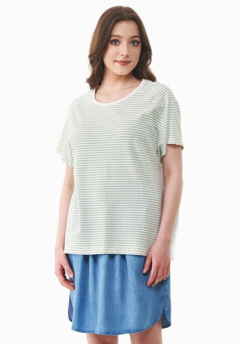 Gestreiftes T-Shirt aus Bio-Baumwolle und Leinen