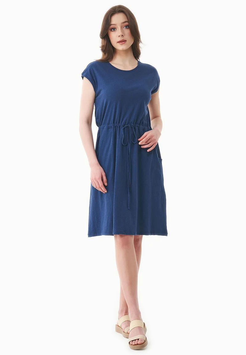 Jerseykleid aus Bio-Baumwolle und Leinen