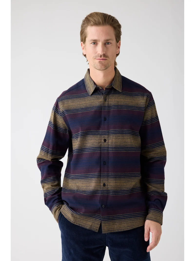 Striped Flannel Shirt navy stripe