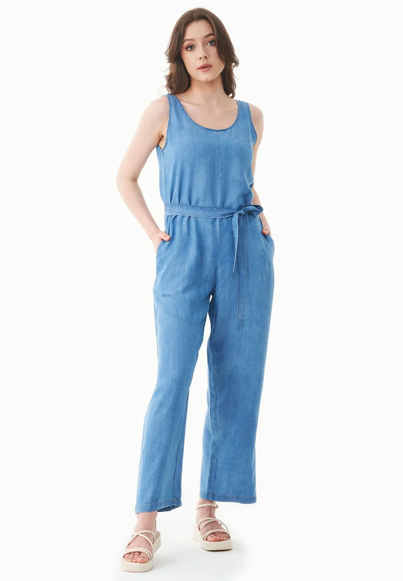 Jumpsuit aus TENCEL™ Lyocell in Denim-Optik